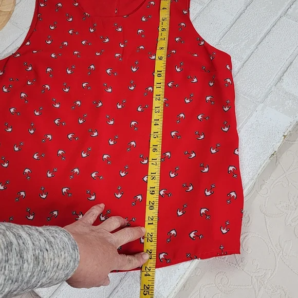 Banana Republic Red Top with Bird Pattern - Picture 3 of 7